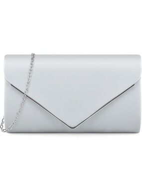 〽️ Women's Silver Pu Leather Formal Clutch Purses Magnetic Evening Shoulder Bags